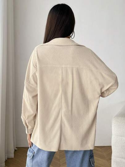 EZwear معطف قطني بتفاصيل رفرف منخفض الاكتاف