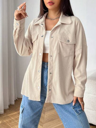 EZwear معطف قطني بتفاصيل رفرف منخفض الاكتاف