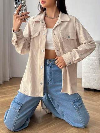 EZwear معطف قطني بتفاصيل رفرف منخفض الاكتاف