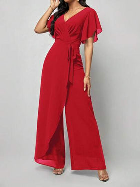 SHEIN Clasi بدسويت بساق واسع اكمام فراشة بقصة ملفوفة حزام