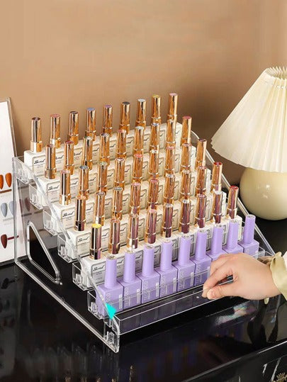1 قطعة حامل مستحضرات التجميل متعدد الطبقات قابل للفك بتصميم إغلاق للاحتفاظ بمنتجات العناية بالبشرة والطلاء الأظافر ، منظم من البلاستيك الشفاف للأدراج ، يناسب أثاث الحمام والشاطئ والغرف النوم، سعة كبيرة