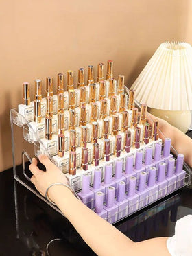 1 قطعة حامل مستحضرات التجميل متعدد الطبقات قابل للفك بتصميم إغلاق للاحتفاظ بمنتجات العناية بالبشرة والطلاء الأظافر ، منظم من البلاستيك الشفاف للأدراج ، يناسب أثاث الحمام والشاطئ والغرف النوم، سعة كبيرة