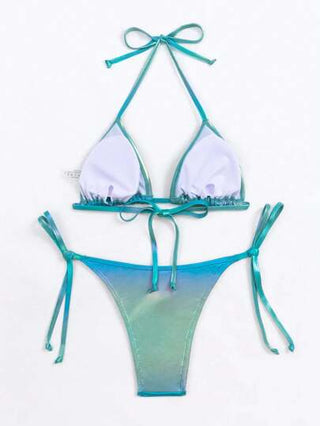 Swim Vcay طقم بيكيني صيفي بشريط معدني على شكل مثلث وربطة عنق جانبية