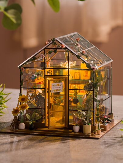 طقم DIY منزل زهور مصغر يدوي الصنع، لعبة تجميع نموذج بناء ثلاثي الأبعاد، ديكور منزلي غرفة نوم مع أثاث، هدية حرفية خشبية، أفضل هدية لعيد الحب/عيد الميلاد للنساء