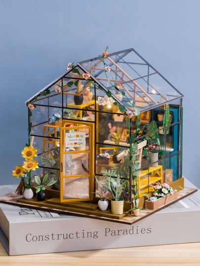 طقم DIY منزل زهور مصغر يدوي الصنع، لعبة تجميع نموذج بناء ثلاثي الأبعاد، ديكور منزلي غرفة نوم مع أثاث، هدية حرفية خشبية، أفضل هدية لعيد الحب/عيد الميلاد للنساء