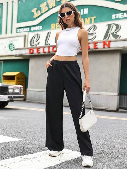 SHEIN Unity بناطيل ضيقة الساق ملونة بلون أحادي للنساء للارتداء اليومي