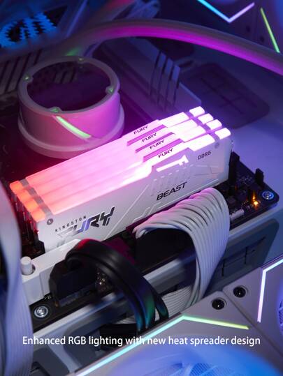 KINGSTON ذاكرة وصول عشوائي FURY Beast DDR5 RGB أبيض 16 جيجابايت 32 جيجابايت 6000 5600 ميجا هرتز لسطح المكتب AMD Intel معالج وحدة المعالجة المركزية وذاكرة لوحة الأم 1.1 فولت