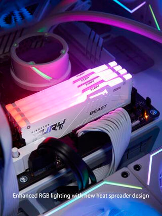 KINGSTON ذاكرة وصول عشوائي FURY Beast DDR5 RGB أبيض 16 جيجابايت 32 جيجابايت 6000 5600 ميجا هرتز لسطح المكتب AMD Intel معالج وحدة المعالجة المركزية وذاكرة لوحة الأم 1.1 فولت