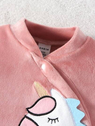 SHEIN جمبسوت للقدمين مطرز بوحيد القرن للبنات الاطفال