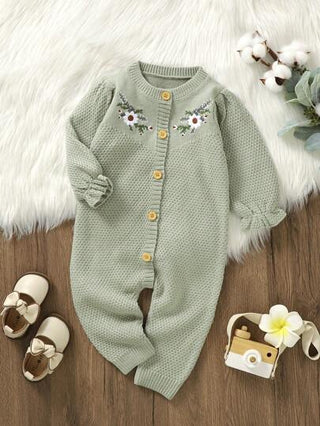 SHEIN Vintaside Kids رومبير كروشيه مطرز بزخارف زهرية للبنات الرضع