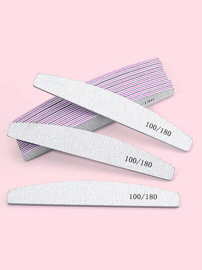 NailShine 10قطع أداة ملفاظ أظافر نصف القمر100/180 جريت ، لوح ايمري ذو جانبين قابل للغسل ، ملفات أظافر قابلة لإعادة الاستخدام ، أدوات لتلميع الأظافر للاستخدام في المنزل وصالون الأظافر