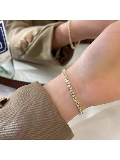 سوار تنس زركونيا مكعب على شكل عين الحصان 2.5*5 ملم، للجنسين، أسلوب بسيط