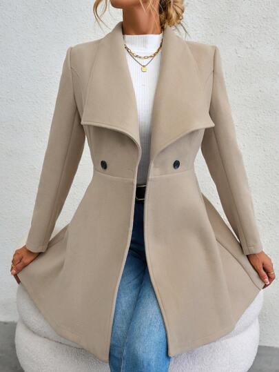 SHEIN Unity معطف ياقة شلال أزرار مزدوجة