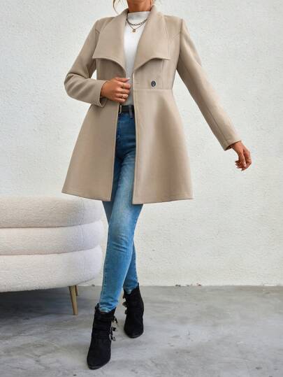 SHEIN Unity معطف ياقة شلال أزرار مزدوجة