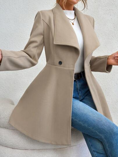 SHEIN Unity معطف ياقة شلال أزرار مزدوجة