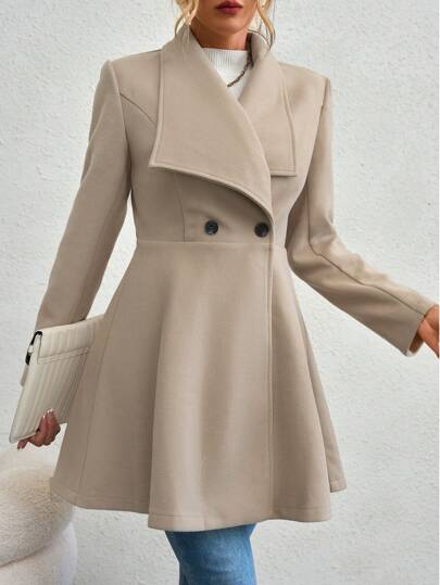 SHEIN Unity معطف ياقة شلال أزرار مزدوجة