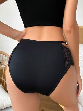 SHEIN ملابس داخلية موجزة بأربطة مقصوصة وربطة أمامية من الدانتيل المتباين