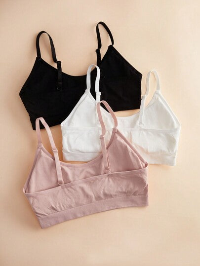Shein Underwear&Sleepwear Basics صدرية لاسلكي موحدة اللون 3 قطع