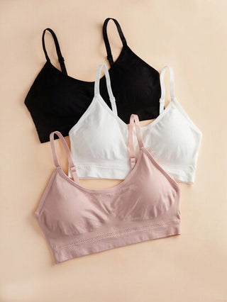 Shein Underwear&Sleepwear Basics صدرية لاسلكي موحدة اللون 3 قطع