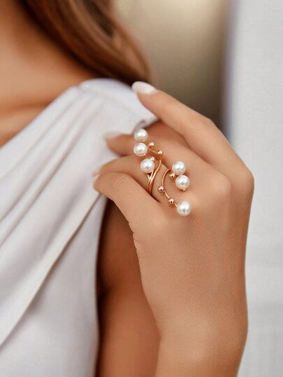 SHEIN Belle خاتم لؤلؤ صناعي