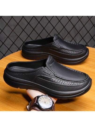 حذاء رجالي نصف شبشب غير قابل للانزلاق خفيف الوزن للقيادة في مكتب الشيف، بدون كعبرمضان