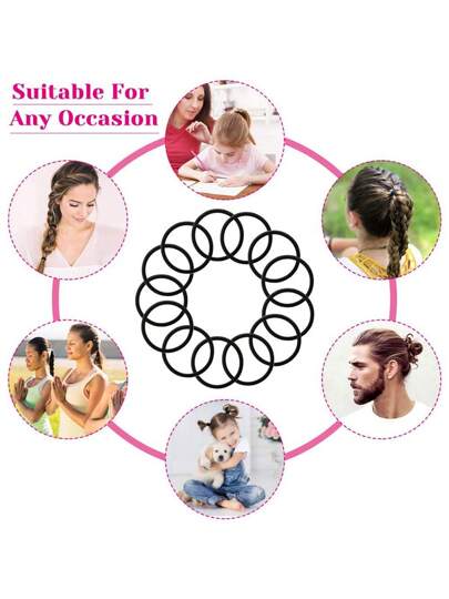 98 قطعة ربطات شعر مطاطية سوداء صغيرة، اكسسوارات حاملات ذيل الحصان للبنات والأطفال والأولاد ذوي الشعر السميك المستقيم والمجعد