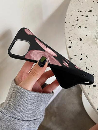 1 غطاء هاتف وردي على شكل فراشة متوافق مع iPhone 16 Pro Max/16 Pro/16 Plus/16 وGalaxy A55/A54/S24/S24 Plus/S24 Ultra/S24 FE/S25/S25 Plus/S25 Ultra