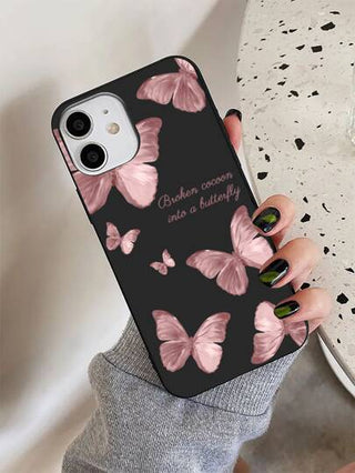 1 غطاء هاتف وردي على شكل فراشة متوافق مع iPhone 16 Pro Max/16 Pro/16 Plus/16 وGalaxy A55/A54/S24/S24 Plus/S24 Ultra/S24 FE/S25/S25 Plus/S25 Ultra