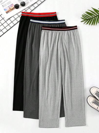 SHEIN أطقم ملابس سفلية للمنزل رجالية شريط الخط