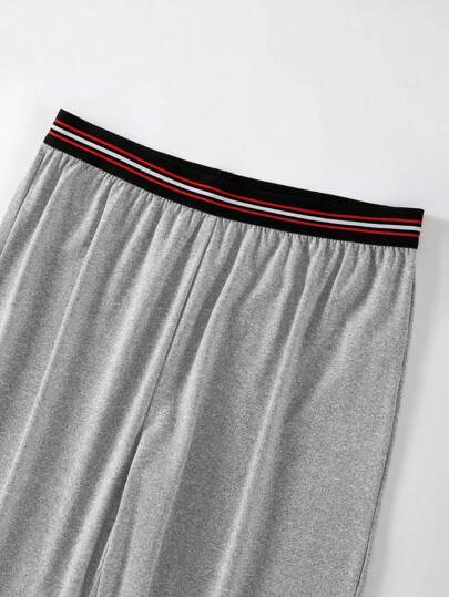 SHEIN أطقم ملابس سفلية للمنزل رجالية شريط الخط