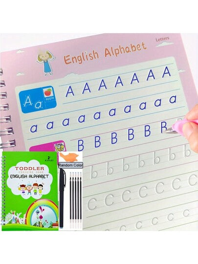 أدوات مكتبية ومدرسية دفتر تمارين خطي يدوي ثلاثي الأبعاد قابل لإعادة الاستخدام بحروف إنجليزية ورموز رياضية، هدية تعليمية للأطفال لتحسين الخط ،و تعلم الرياضيات، مستلزمات مدرسية.