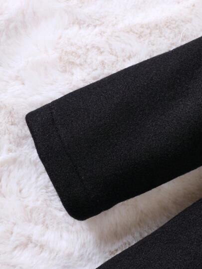 SHEIN معطف بياقة مطوي مسنن أزرار أمامية قطعة واحدة بنت طفل
