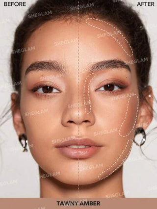 SHEGLAM قلم تحديد الوجه Snatch 'N' Define Stick-Tawny Amber Cream Contour Stick يدوم طويلاً، برونزر عالي الصبغة ومقاوم للتعرق، خفيف الوزن وناعم، مكياج تحديد الوجه الطبيعي لحفلات عيد الميلاد و عيد الأب التخرج عيد الميلاد العطلة الربيع الصيف Y2K فاخر...