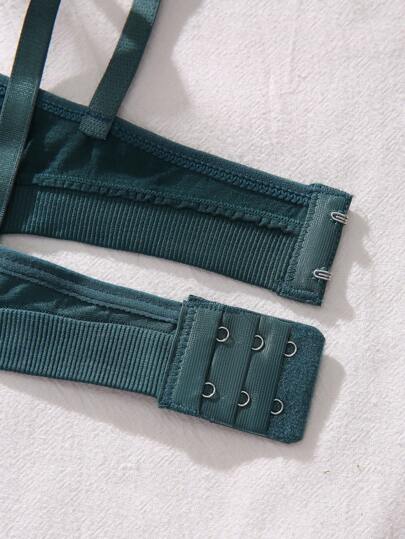 Shein Underwear&Sleepwear Basics حمالة صدر لاسلكية موحدة اللون تجاعيد 3 قطع