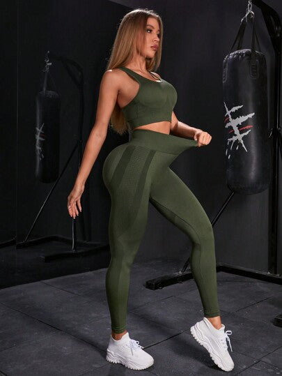 Powerista طقم رياضي للنساء مكون من سروال رياضي وحمالة صدر مطاطية عالية الإطالة للتمارين والتدريبات الرياضية