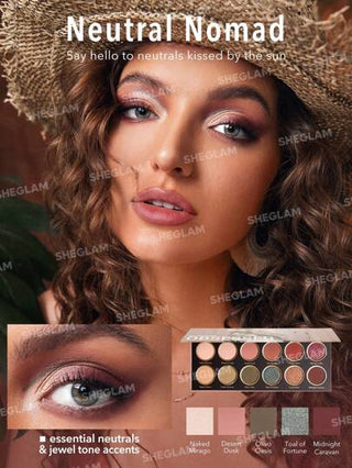 SHEGLAM لوحة ظلال العيون مراكش أوبسيسد 12 لونًا لامعًا معدنيًا غير لامعًا بألوان محايدة وألوان براقة عالية الصبغة تدوم طويلاً بدون تلطخ ظلال عيون ناعمة قابلة للمزج مستحضرات تجميل العيون عيد الميلاد الشتاء ظلال العيون القوطية لعام 2000 عيد الأب...