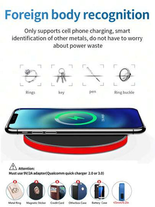 الشاحن اللاسلكي 10 واط مع ضوء تنفسي، مناسب للهواتف متوافقة مع Qi مثل /iPhone8/X/11/12/13/14/15 Series المناسب للمكتب والسكن والمنزل
