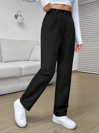 EZwear بنطلون نساءي أسود فضفاض بخصر عالي منسدل، سراويل عادية مبتكرة مناسبة لشهر رمضان