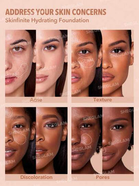 SHEGLAM كريم أساس مرطب من Skinfinite-عينة من كريم الأساس المرطب الخالي من العيوب-تغطية غير مرئية لإخفاء المسام-كريم أساس سائل خفيف الوزن طبيعي ناعم غير دهني--كريم أساس الشتاء علامة تجارية جمال مكياج ميكب مستحضرات تجميل للنساء الفتيات مثالي لفصل الشتاء الر