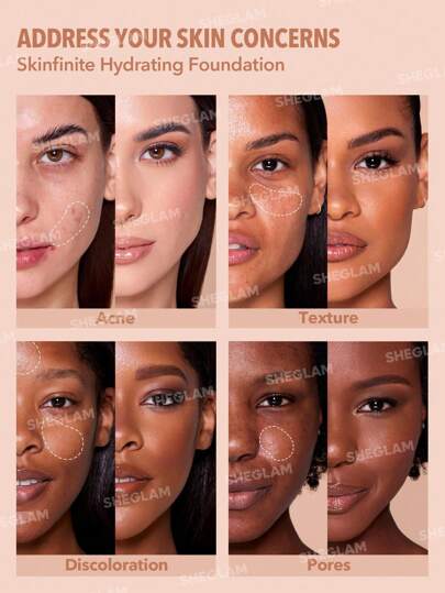 SHEGLAM كريم أساس مرطب من Skinfinite-عينة من كريم الأساس المرطب الخالي من العيوب-تغطية غير مرئية لإخفاء المسام-كريم أساس سائل خفيف الوزن طبيعي ناعم غير دهني--كريم أساس الشتاء علامة تجارية جمال مكياج ميكب مستحضرات تجميل للنساء الفتيات مثالي لفصل الشتاء الر