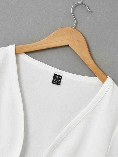 EZwear 1 قطعة جاكيت بيضاء قصيرة مطابقة بأكمام طويلة