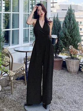 DAZY جمبسوت نسائية بياقة عالية وساق واسعة