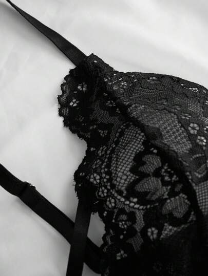 لانجيري حريمي Classic Sexy ملابس داخلية تيدي جسدي منضد الخلف بنمط التقوس الدانتيل الزهري