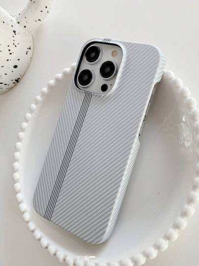 حافظة هاتف بملصق مائي بخطوط فضية متوافقة مع هاتف Iphone