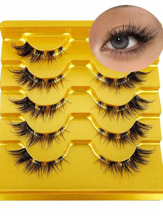 رموش اصطناعية مقاس 5 أزواج جديدة، طبيعية وأنيقة، مقاومة للماء، حجم 3d، تأثير عين القط، سيقالات شفافة، طبيعية وجميلة، مناسبة للاستخدام اليومي، الحفلات الكرنفالية، المهرجانات الموسيقية، الأعراس رموش رموش اصطناعي