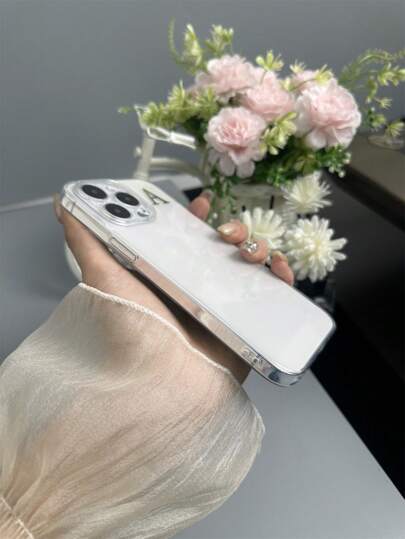 جراب هاتف شفاف TPU واحد متوافق مع أجهزة Apple و Samsung و Xiaomi، مع تسمية فضية