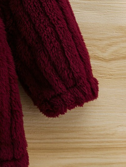 SHEIN Elladie kids معطف كلاسيكي طويل الأكمام مبطن بغطاء للرأس بنمط الشارع قطعة واحدة للفتاة الصغيرة، متعدد الاستخدامات
