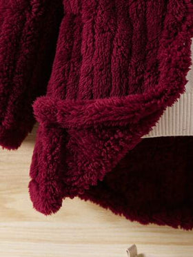 SHEIN Elladie kids معطف كلاسيكي طويل الأكمام مبطن بغطاء للرأس بنمط الشارع قطعة واحدة للفتاة الصغيرة، متعدد الاستخدامات