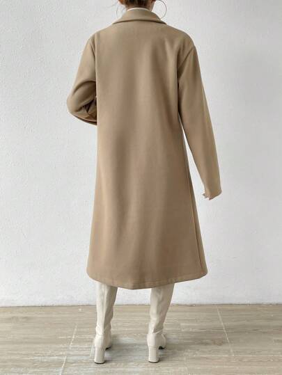 SHEIN x Carly Lawrence Calvaya معطف بياقة مطوي مسنن صف ازرار مزدوجة