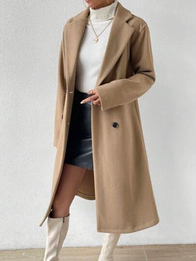 SHEIN x Carly Lawrence Calvaya معطف بياقة مطوي مسنن صف ازرار مزدوجة